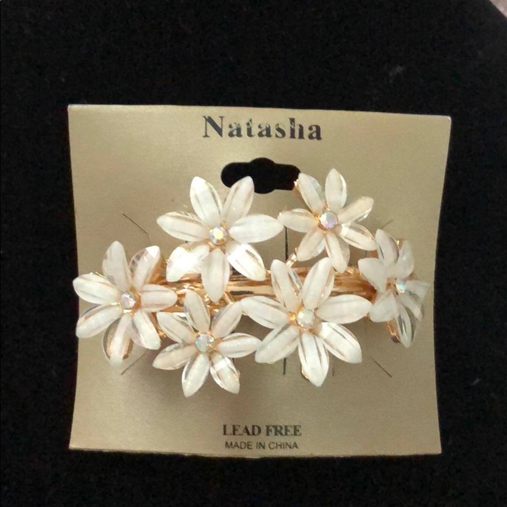 Natasha Flower Barrette with Rhinestones